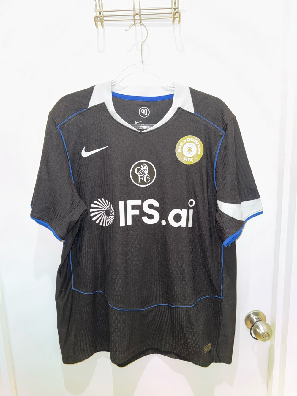 Nike Black Chelsea FC Short-Sleeve Soccer Jersey with Blue Trim